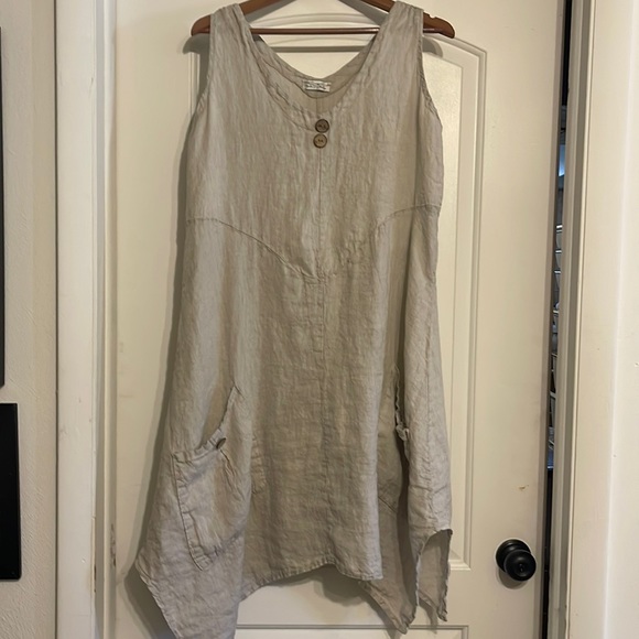 Made in Italy Dresses & Skirts - 100% Italian Linen Tunic Dress in Tan Lagenlook